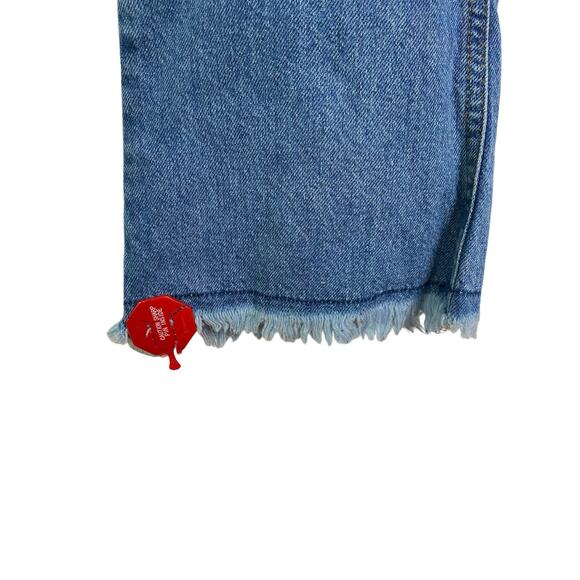 Farm Rio Light Wash Carrot Denim Pants Jeans Flare Leg Fringe Hem Blue Size 24 - Picture 9 of 12
